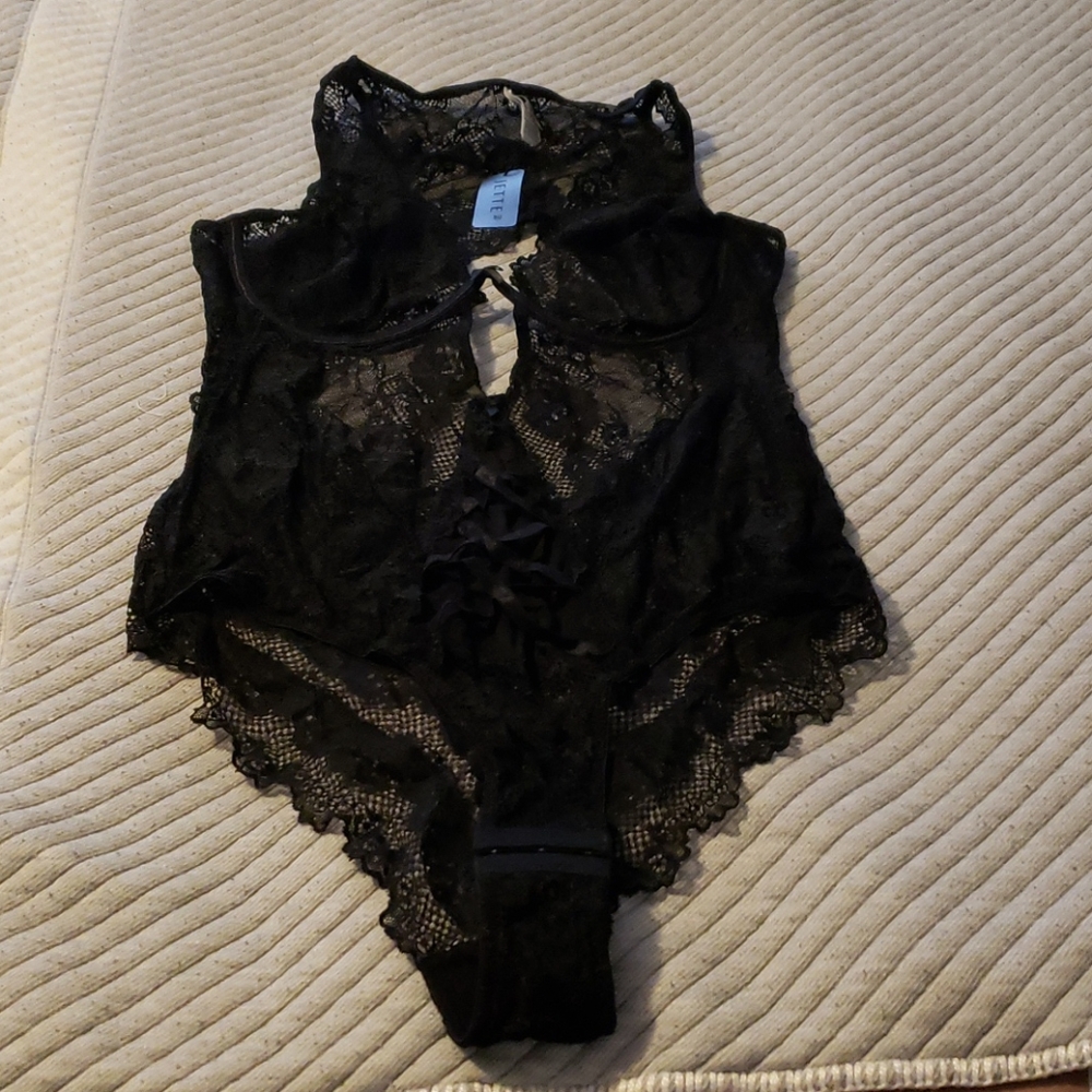Jetted Black Sexy Lace Underwear Teddy